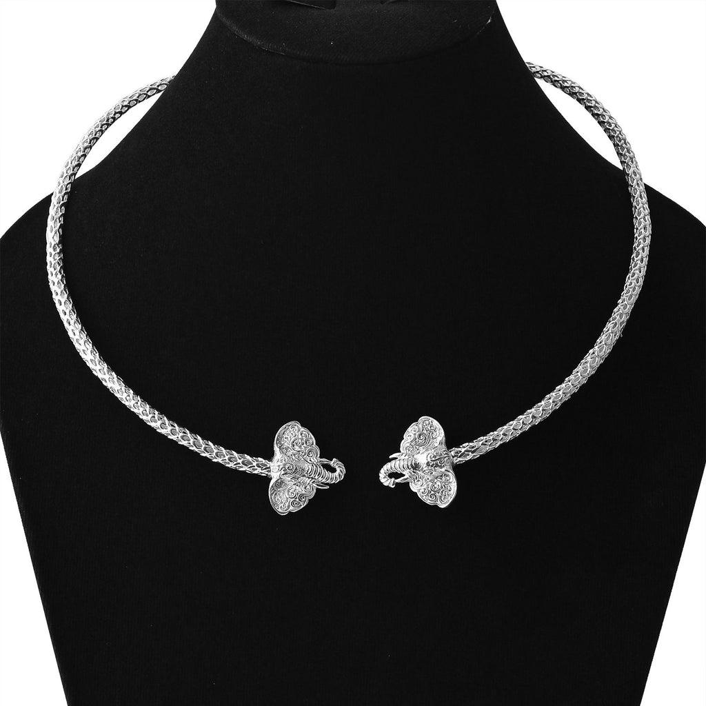 D'Joy Royal Bali Ring und 45cm Halskette im Elefant-Design, 925 Silber