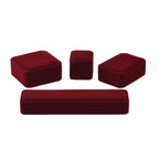4er Set - Samtene Schmuckschatullen, Ringschachtel, Anhängerschachtel, Armbandschachtel und Kettenschachtel, Rot
