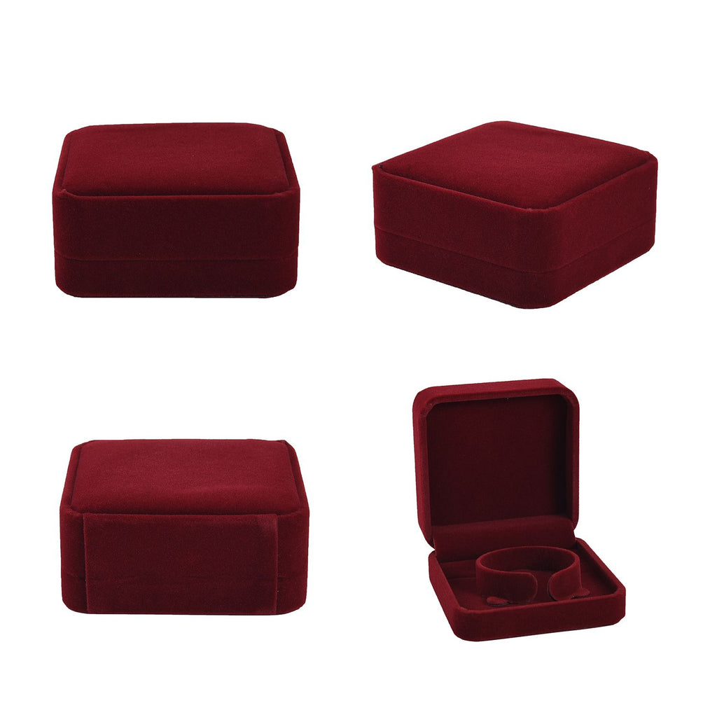 4er Set - Samtene Schmuckschatullen, Ringschachtel, Anhängerschachtel, Armbandschachtel und Kettenschachtel, Rot