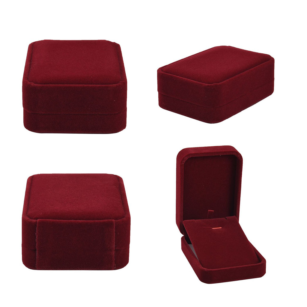 4er Set - Samtene Schmuckschatullen, Ringschachtel, Anhängerschachtel, Armbandschachtel und Kettenschachtel, Rot