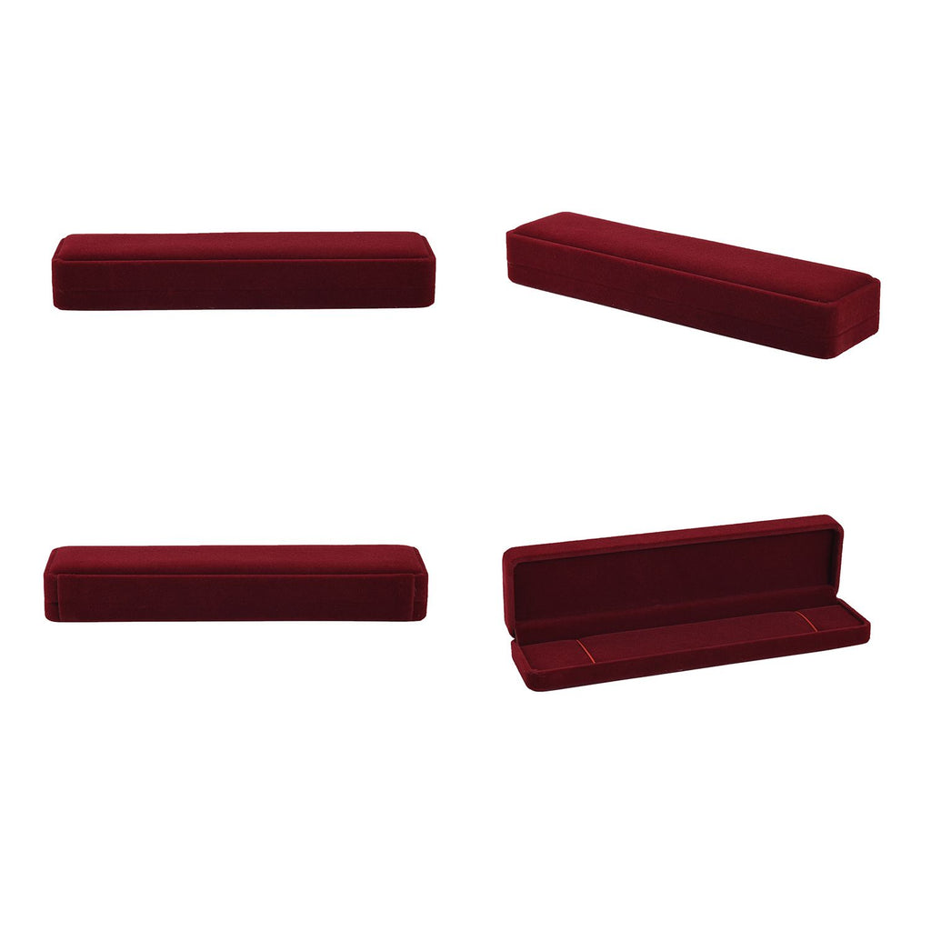 4er Set - Samtene Schmuckschatullen, Ringschachtel, Anhängerschachtel, Armbandschachtel und Kettenschachtel, Rot