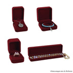 4er Set - Samtene Schmuckschatullen, Ringschachtel, Anhängerschachtel, Armbandschachtel und Kettenschachtel, Rot