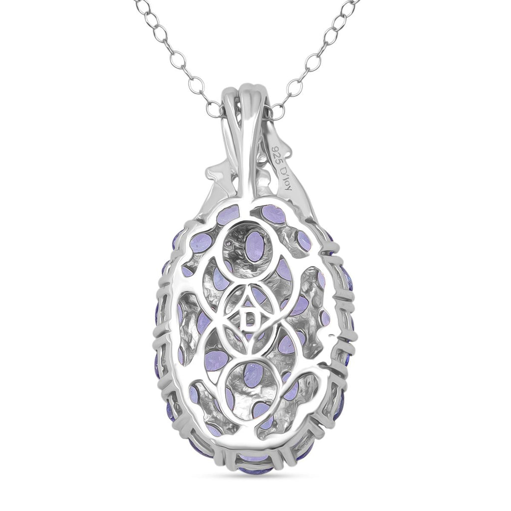 D'Joy Tansanit und Zirkon Ring und Anhänger mit 50cm Kette