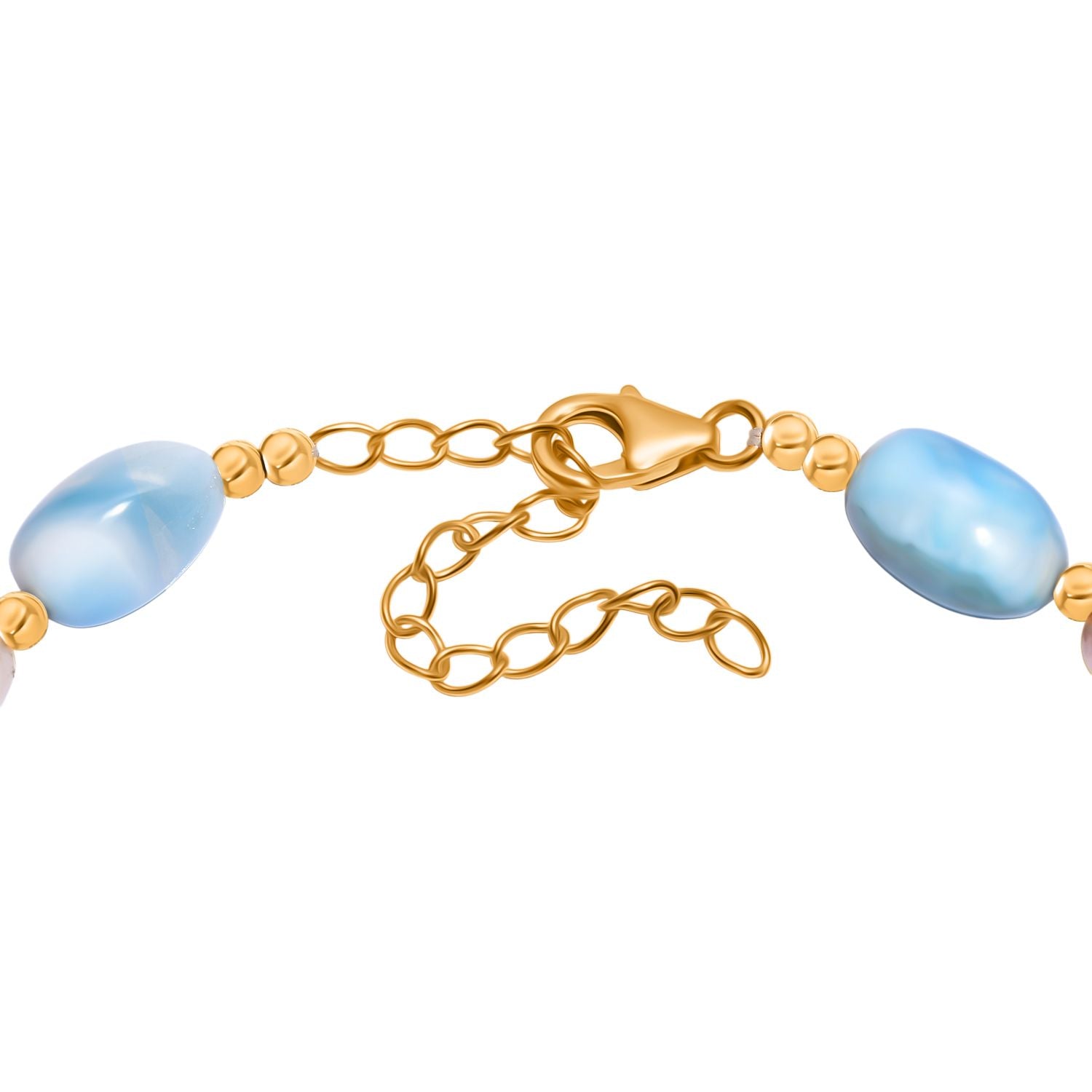 AA Larimar und Süßwasser Perle 45cm Halskette und 19cm Armband
