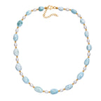 AA Larimar und Süßwasser Perle 45cm Halskette und 19cm Armband