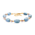 AA Larimar und Süßwasser Perle 45cm Halskette und 19cm Armband