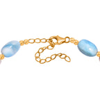 AA Larimar und Süßwasser Perle 45cm Halskette und 19cm Armband