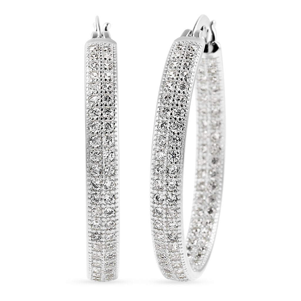 Weiße Zirkonia-Creolen, reines Messing silberfarben ca. 2,10 ct