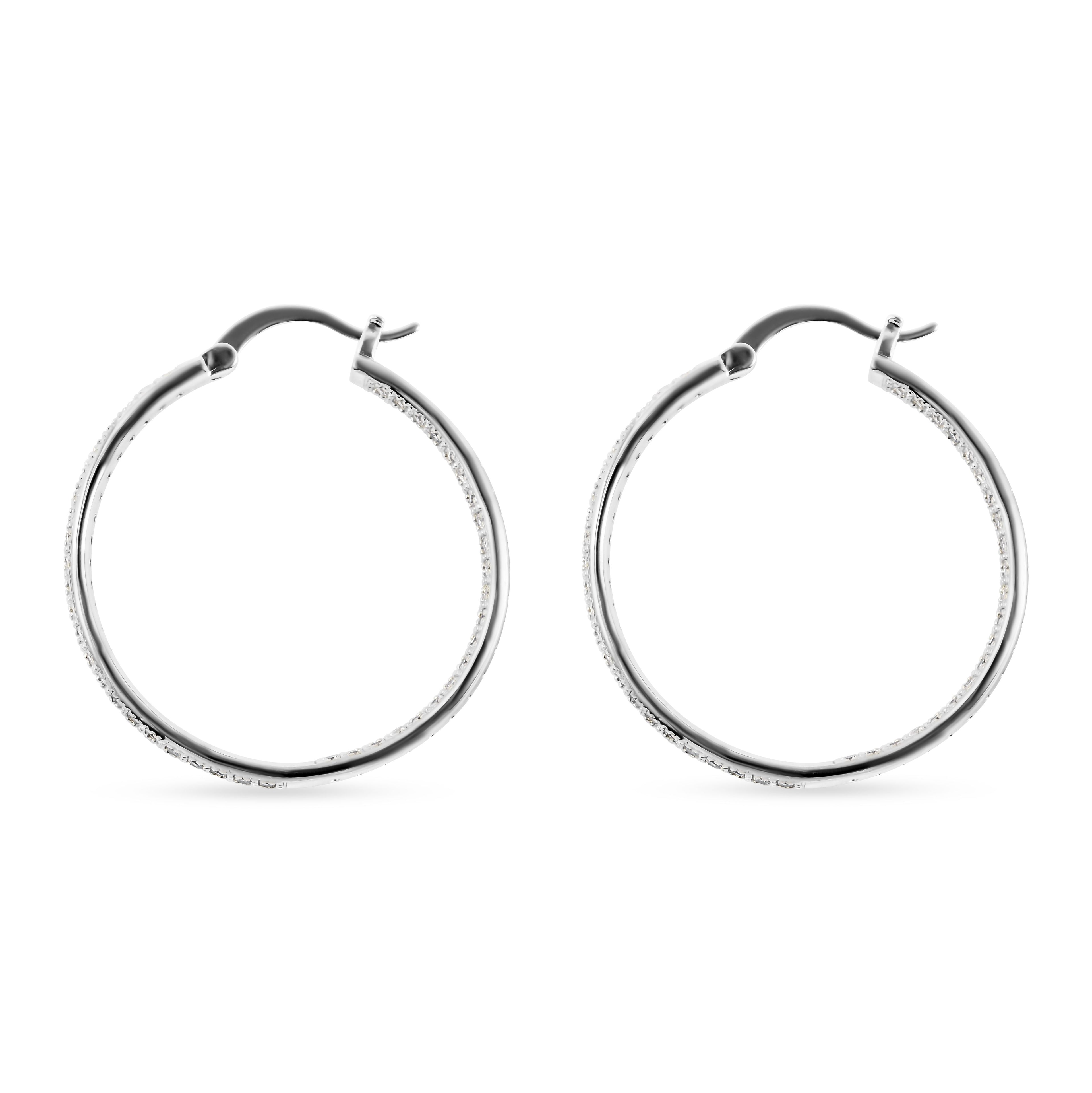 Weiße Zirkonia-Creolen, reines Messing silberfarben ca. 2,10 ct