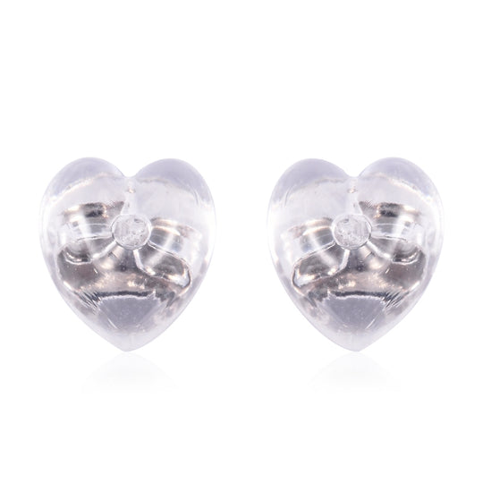 9 Paar Ohrstopper Set Herz, 925 Silber Kern mit Silikon, Mix rhodiniert vergoldet rosévergoldet,