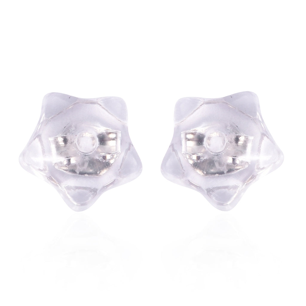 9 Paar Ohrstopper Set Stern, 925 Silber Kern mit Silikon, Mix rhodiniert vergoldet rosévergoldet
