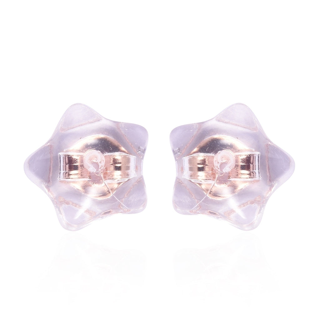 9 Paar Ohrstopper Set Stern, 925 Silber Kern mit Silikon, Mix rhodiniert vergoldet rosévergoldet