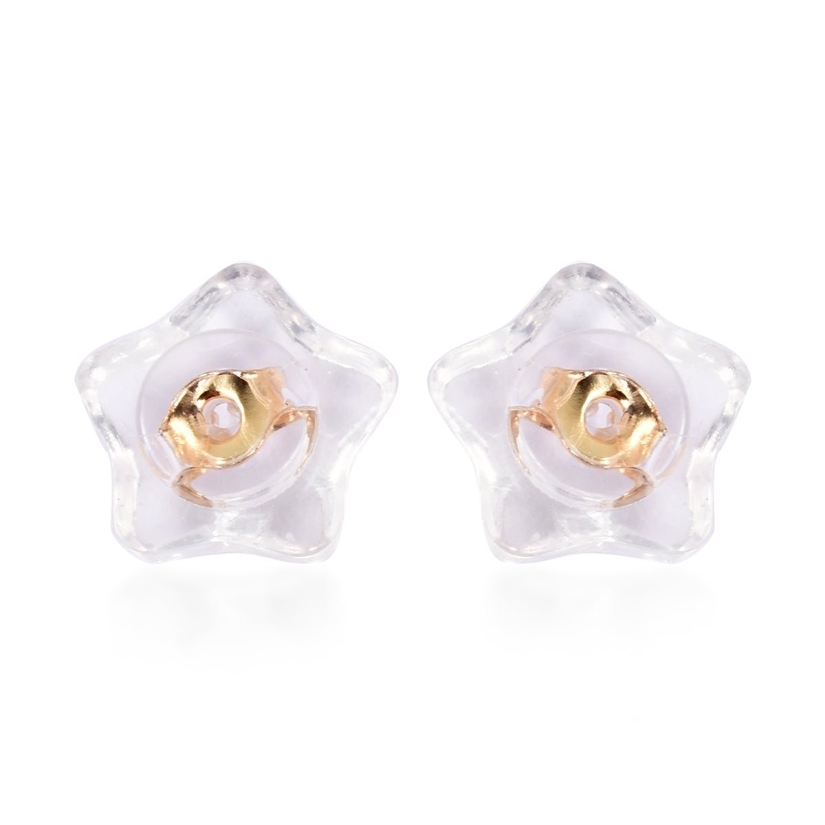 9 Paar Ohrstopper Set Stern, 925 Silber Kern mit Silikon, Mix rhodiniert vergoldet rosévergoldet