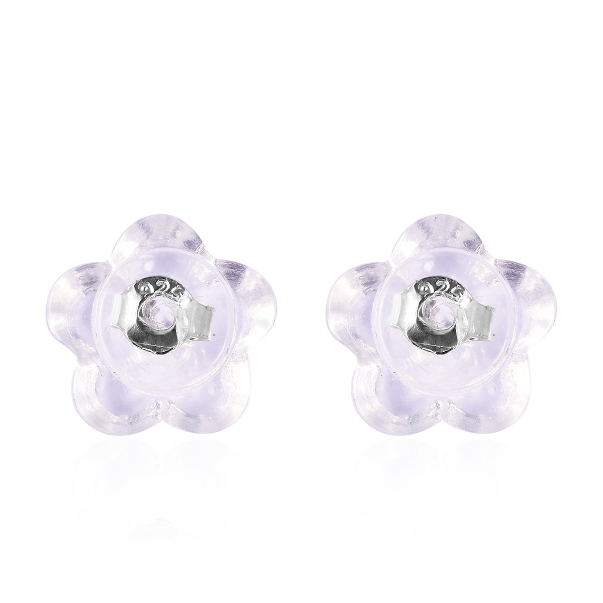 9 Paar Ohrstopper Set, 925 Silber Kern mit Silikon Blüte, rhodiniert vergoldet rosévergoldet