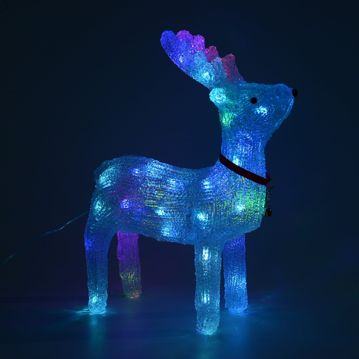Rentier - dekorative Lampe mit mehrfarbiger LED Beleuchtung, Größe 40x27 cm
