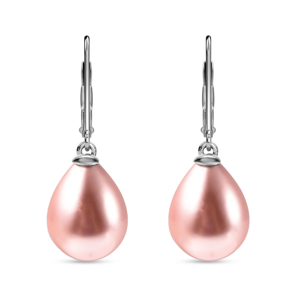 Rosa Muschelkernperle Ohrringe 925 Silber rhodiniert
