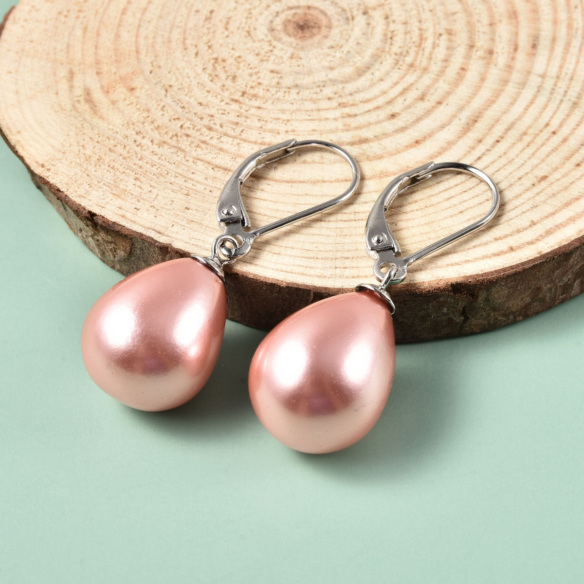 Rosa Muschelkernperle Ohrringe 925 Silber rhodiniert