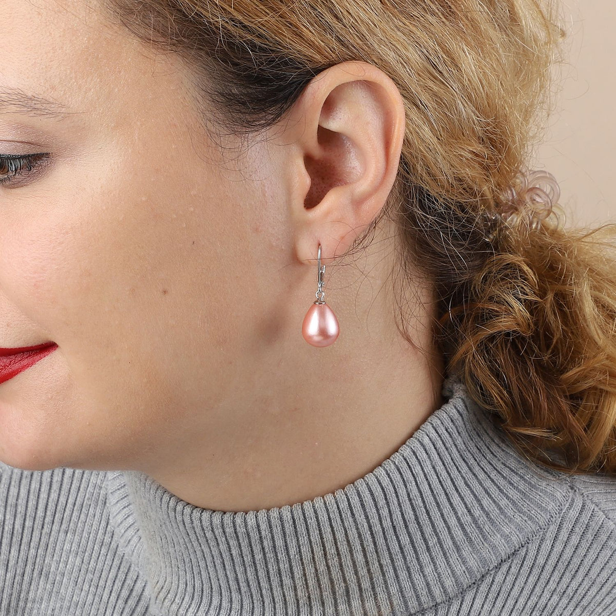 Rosa Muschelkernperle Ohrringe 925 Silber rhodiniert