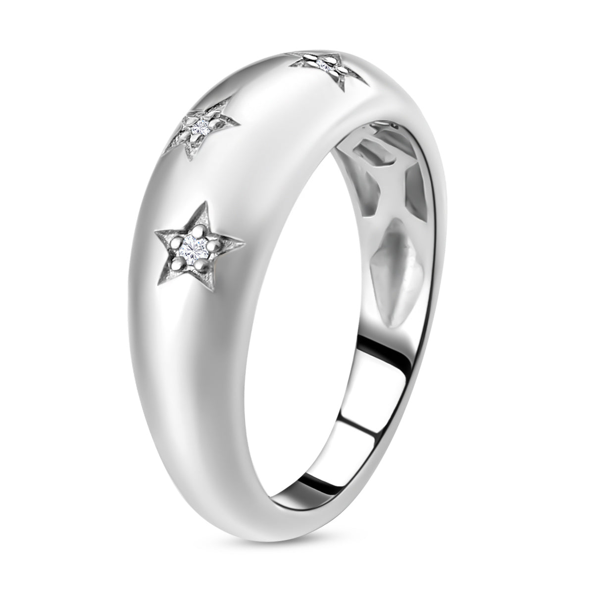Weißer Diamant Ring 925 Silber Platiniert (Größe 17.75) ca. 0,05 ct