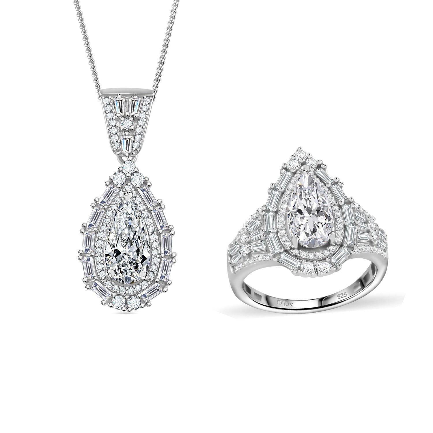 D'Joy Moissanit Ring und Anhänger mit 50 Kette
