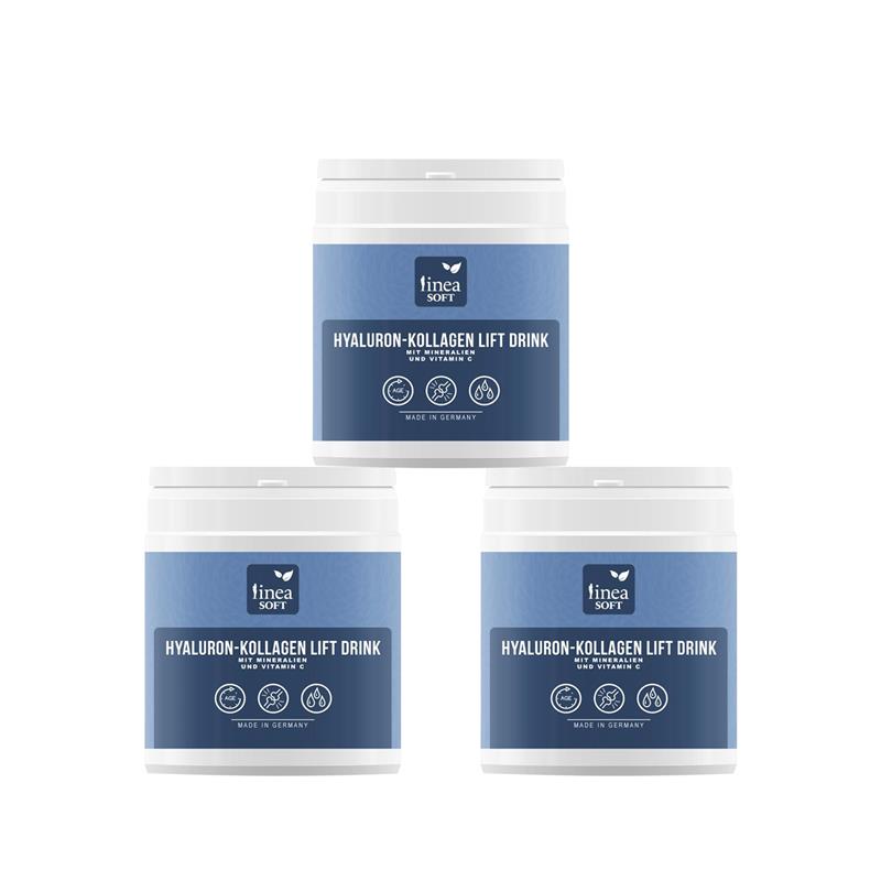 Linea Soft 3er-Set Hyaluron und Collagen Anti-Aging Lift Drink 300 gr - 30 Tage Kur
