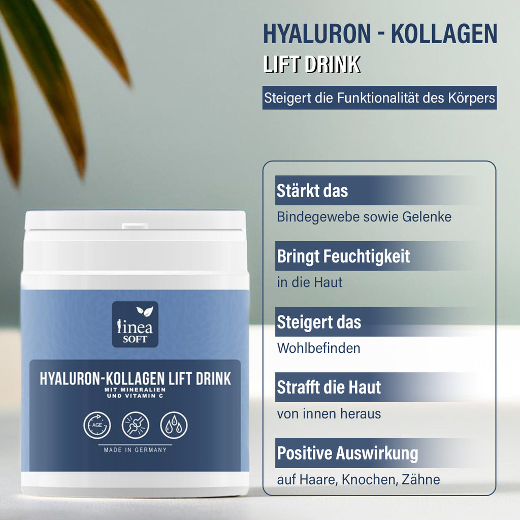 Linea Soft 3er-Set Hyaluron und Collagen Anti-Aging Lift Drink 300 gr - 30 Tage Kur