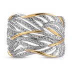 Weißer Diamant Ring 925 Silber Platiniert und vergoldet (Größe 17.75) ca. 0,01 ct