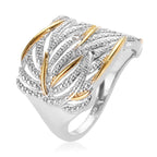 Weißer Diamant Ring 925 Silber Platiniert und vergoldet (Größe 17.75) ca. 0,01 ct
