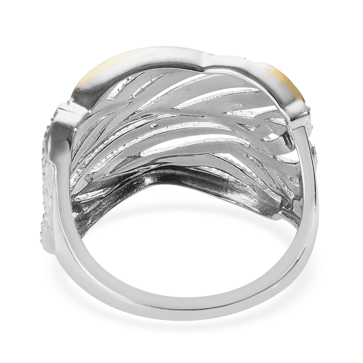 Weißer Diamant Ring 925 Silber Platiniert und vergoldet (Größe 17.75) ca. 0,01 ct