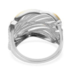 Weißer Diamant Ring 925 Silber Platiniert und vergoldet (Größe 17.75) ca. 0,01 ct
