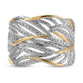 Weißer Diamant Ring 925 Silber Platiniert und vergoldet (Größe 20.75) ca. 0,01 ct