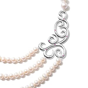 Premium Weiße Süßwasser Perle (9-10 mm) Halskette ca. 50 cm 925 Silber Rhodiniert 344.41 ct