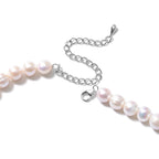 Weiße Süßwasser Perle (9-10 mm) Halskette ca. 50 cm 925 Silber Rhodiniert 344.41 ct