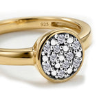 Weißer Diamant Ring 925 Silber 585 Vergoldet (Größe 19.00) ca. 0,06 ct