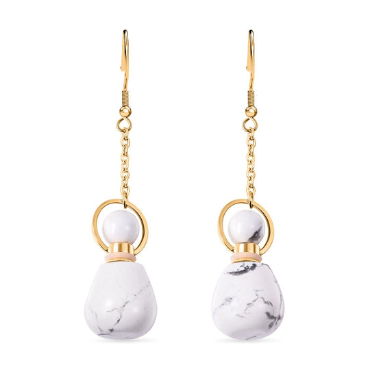 Weiße Howlit Ohrringe, goldfarben 39.00 ct