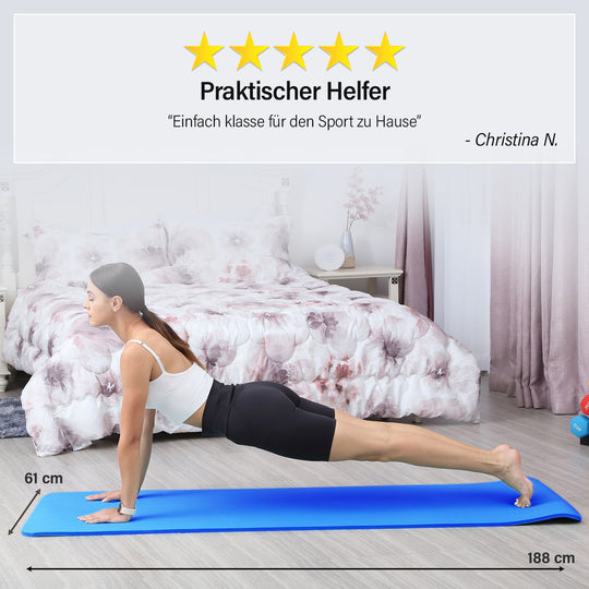 SOUL SMART - NBR Yoga-Matte mit Riemen, feuchtigkeitsbeständig, 188x61cm, schwarz
