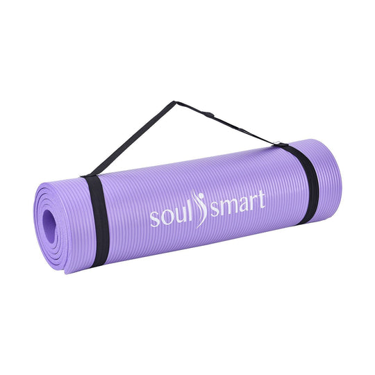 SOUL SMART - NBR Yoga-Matte mit Riemen, feuchtigkeitsbeständig, 188x61cm, schwarz