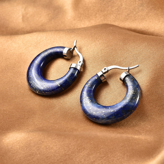 Lapislazuli Creolen in 316L Edelstahl  ca. 33.50 ct