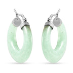 Grüner Aventurin Creolen in Edelstahl  ca. 26.50 ct