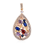 Mehrfarbiger Zirkonia und weißer Kristall-Anhänger, reiner Edelstahl IP-Gelbbeschichtung ca. 14,00 ct