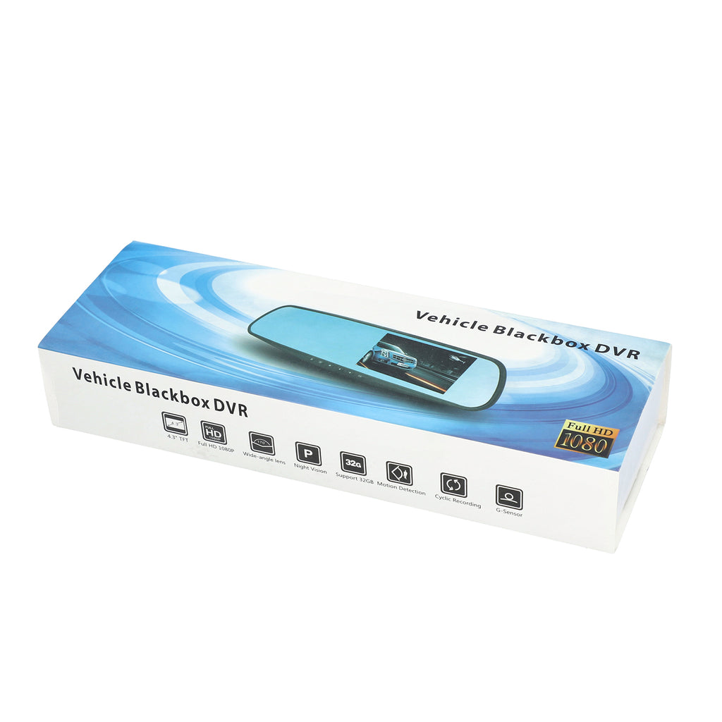 Rückspiegel mit Dashcam und G-Sensor, Bewegungserkennung und zyklischer Aufzeichnung, 8GB Mikro SD-Karte inkl., 4,3 Zoll LCD-Display