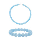 Blaue Eis Quarz Halskette 45cm und Armband 19cm