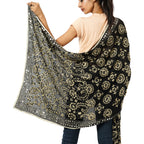 Phulkari Schal, Hand-Bestickt, 90x200 cm, schwarz