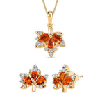 D'Joy AAA Blaze Feueropal und Zirkon Ohrringe und Anhänger mit 50cm Kette