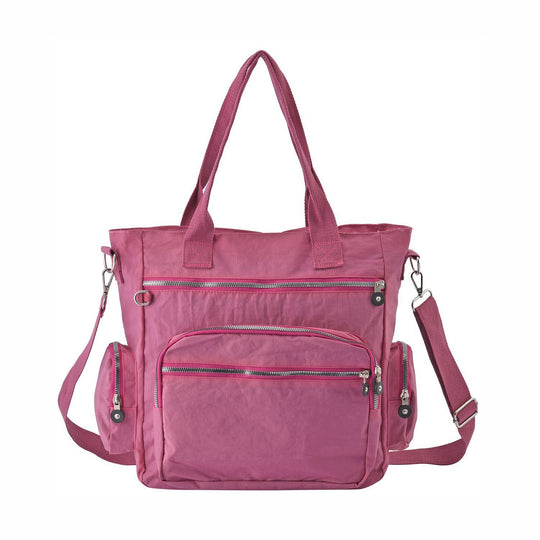 Wasserabweisende Crossbody Tasche mit Multifächer, 36x33x15 cm, himbeerfarbe