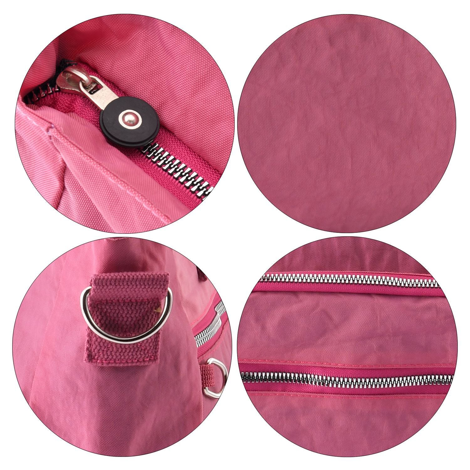 Wasserabweisende Crossbody Tasche mit Multifächer, 36x33x15 cm, himbeerfarbe