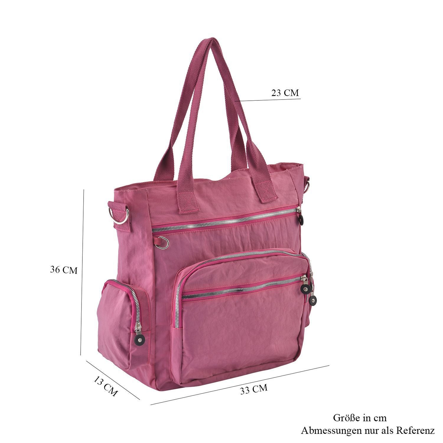 Wasserabweisende Crossbody Tasche mit Multifächer, 36x33x15 cm, himbeerfarbe