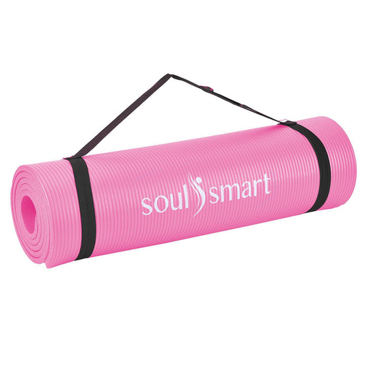 SOUL SMART - NBR Yoga-Matte mit Riemen, feuchtigkeitsbeständig, 188x61cm, schwarz