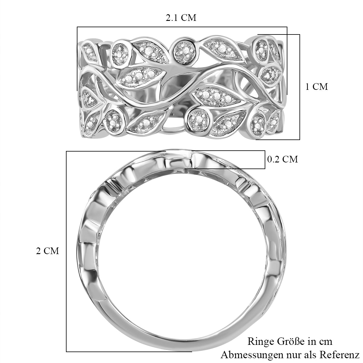 ALLORO Ring, Creolen und Anhänger mit Diamantakzenten, Silber platiniert