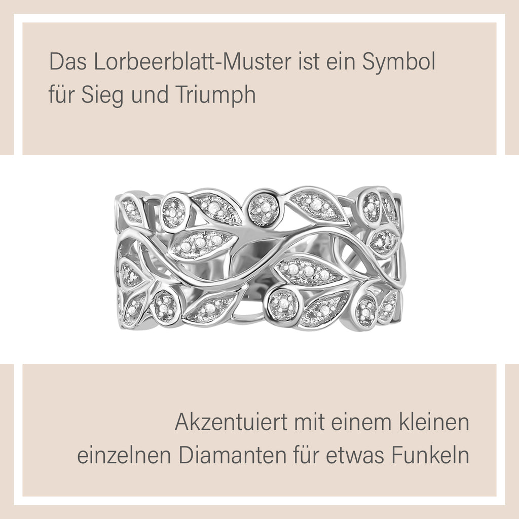 ALLORO Ring, Creolen und Anhänger mit Diamantakzenten, Silber platiniert